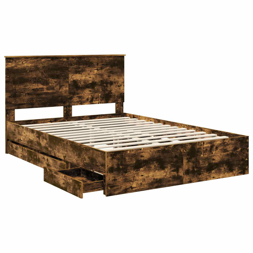 vidaXL Ramka łóżka Dąb wędzony 150 x 200 cm Drewno inżynieryjne