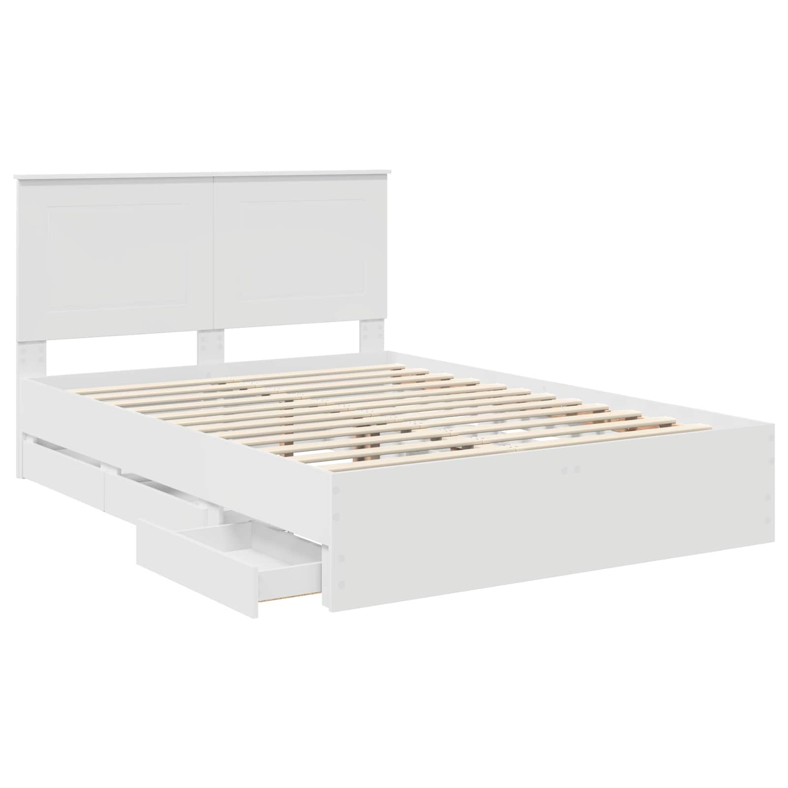 vidaXL Ramka łóżka z szufladą Biały 140 x 190 cm Drewno inżynieryjne