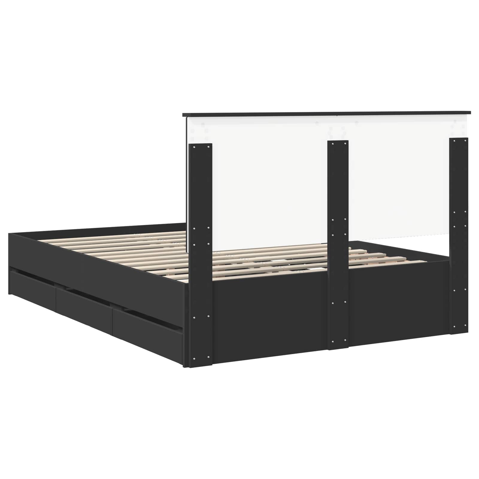 vidaXL Ramka łóżka z szufladą Czarny 140 x 190 cm Drewno inżynieryjne