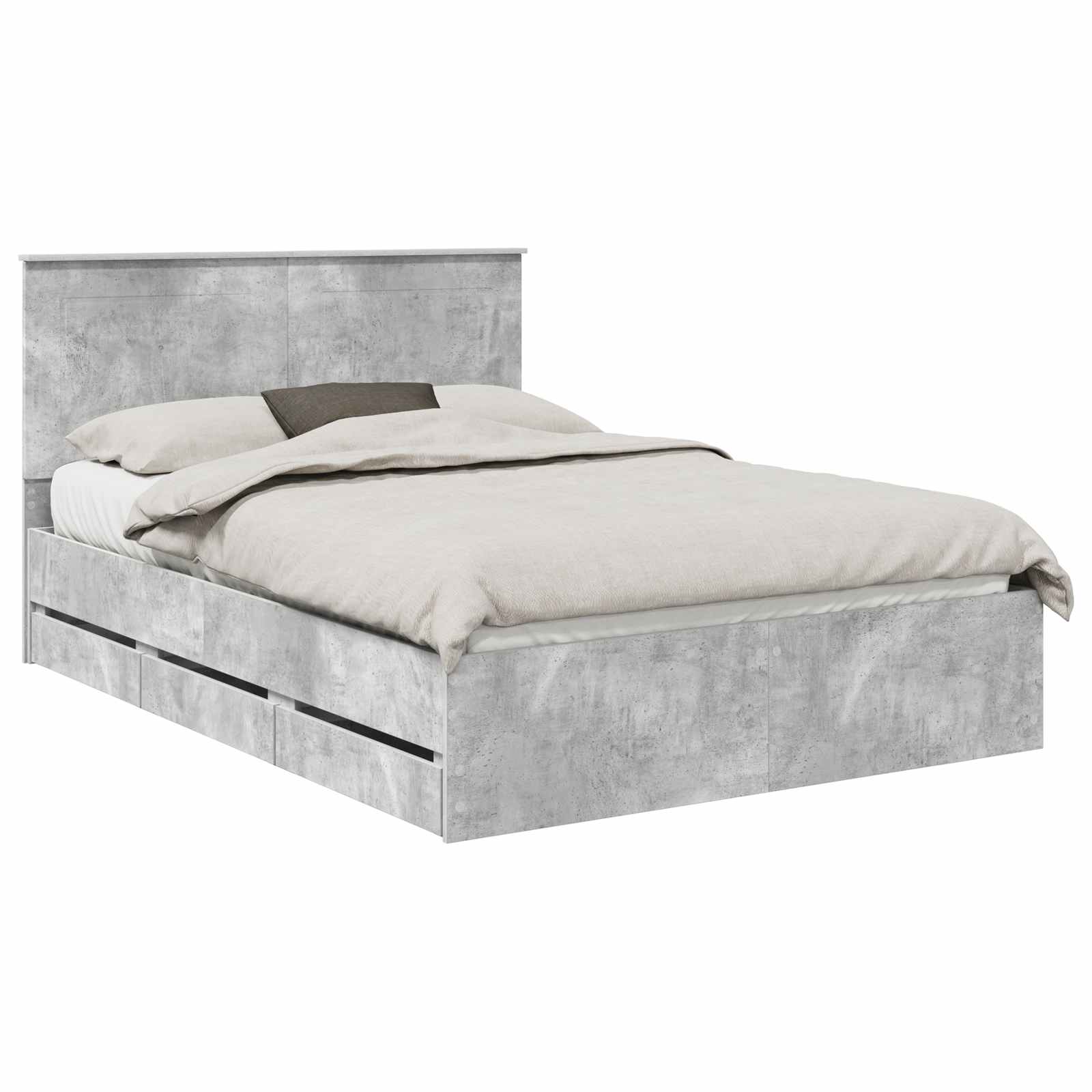 vidaXL Ramka łóżka Betonowy szary 140 x 200 cm Drewno inżynieryjne