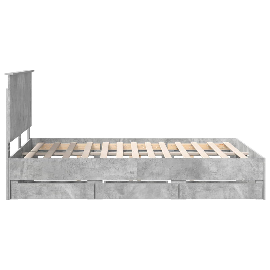 vidaXL Ramka łóżka Betonowy szary 140 x 200 cm Drewno inżynieryjne