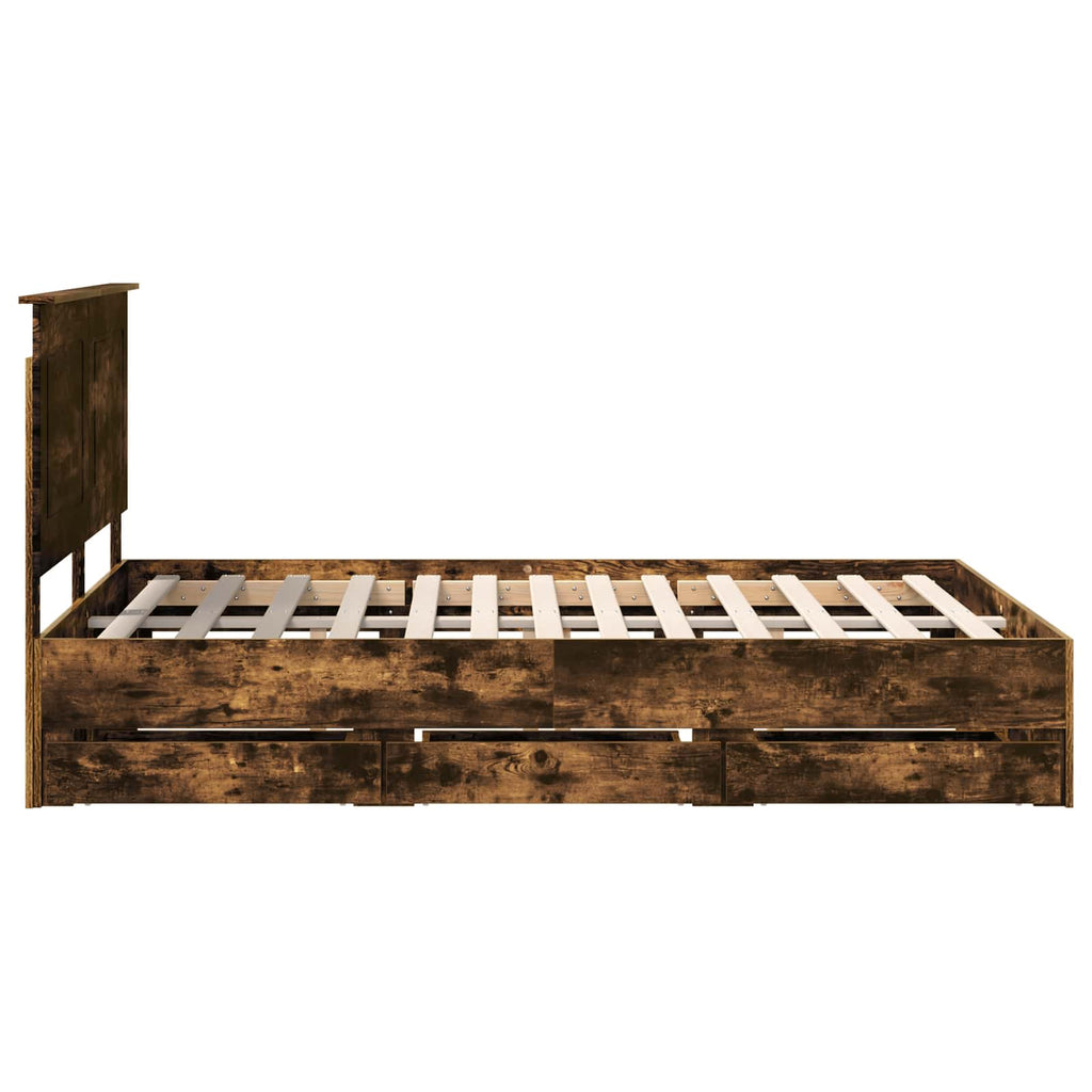 vidaXL Ramka łóżka Dąb wędzony 140 x 200 cm Drewno inżynieryjne