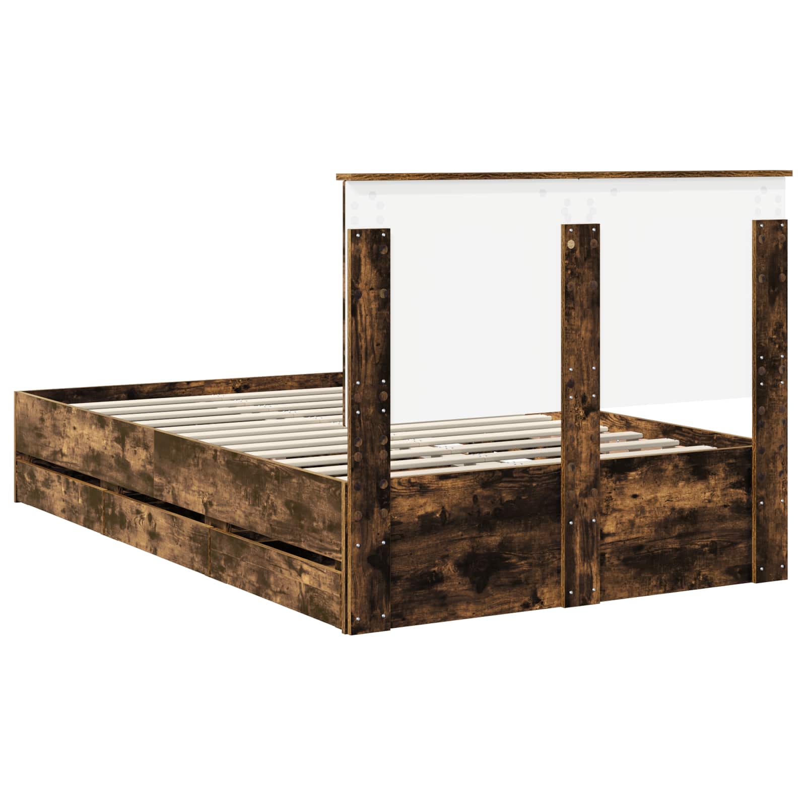 vidaXL Ramka łóżka Dąb wędzony 135 x 190 cm Drewno inżynieryjne