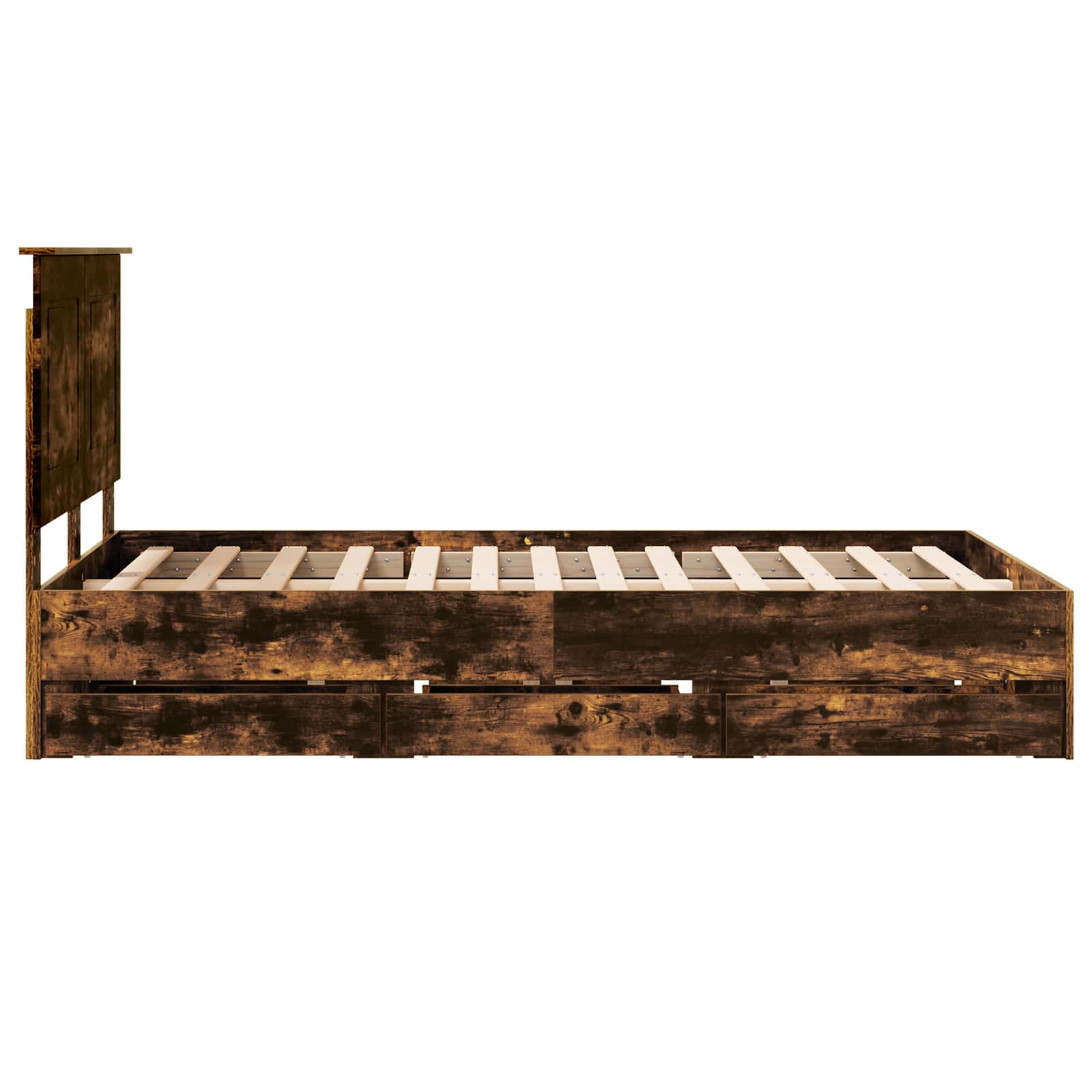 vidaXL Ramka łóżka Dąb wędzony 135 x 190 cm Drewno inżynieryjne