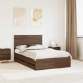 vidaXL Ramka łóżka Brązowy dąb 135 x 190 cm Drewno inżynieryjne