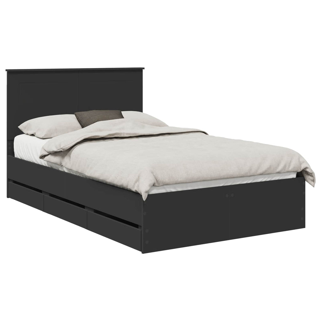 vidaXL Ramka łóżka z szufladą Czarny 120 x 190 cm Drewno inżynieryjne