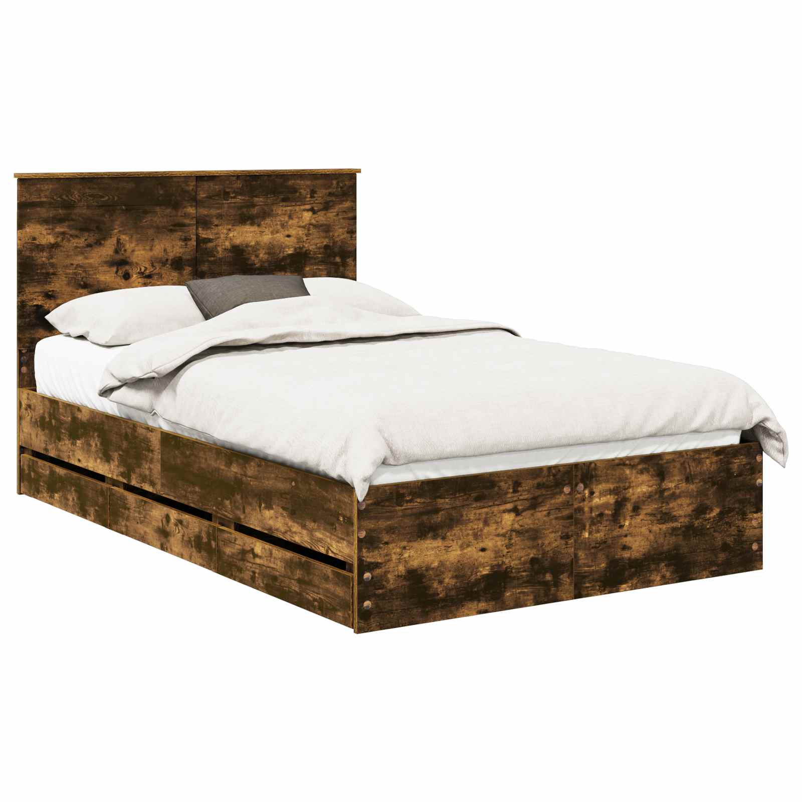 vidaXL Ramka łóżka Dąb wędzony 120 x 190 cm Drewno inżynieryjne