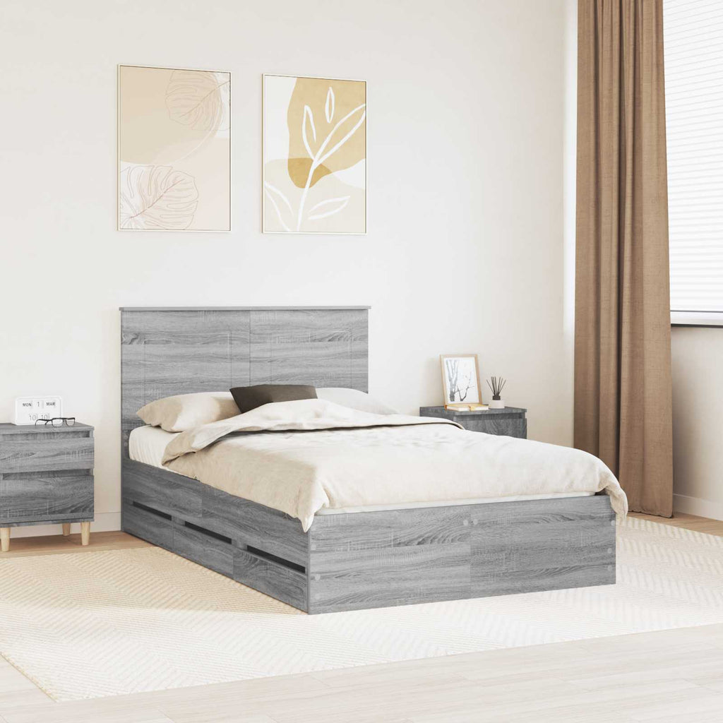 vidaXL Ramka łóżka Szary Sonoma 120 x 190 cm Drewno inżynieryjne