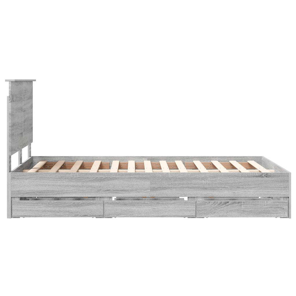 vidaXL Ramka łóżka Szary Sonoma 120 x 190 cm Drewno inżynieryjne