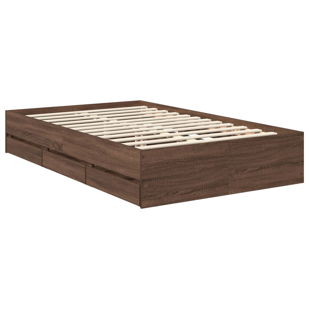 vidaXL Ramka łóżka Brązowy dąb 120 x 190 cm Drewno inżynieryjne