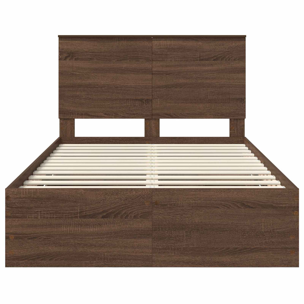 vidaXL Ramka łóżka Brązowy dąb 120 x 190 cm Drewno inżynieryjne