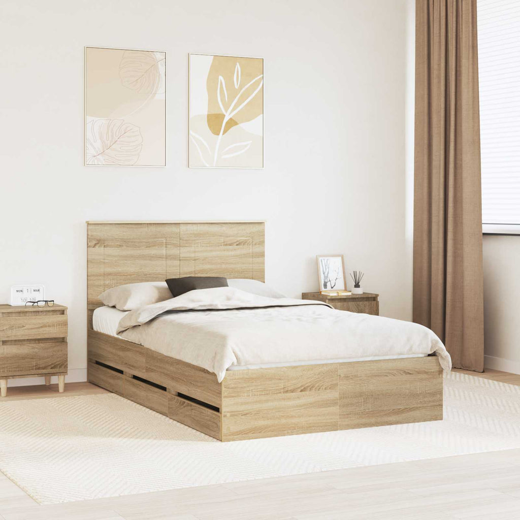 vidaXL Ramka łóżka Dąb Sonoma 120 x 200 cm Drewno inżynieryjne