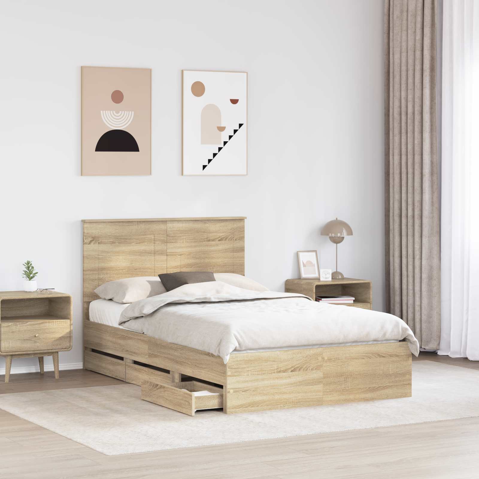 vidaXL Ramka łóżka Dąb Sonoma 120 x 200 cm Drewno inżynieryjne