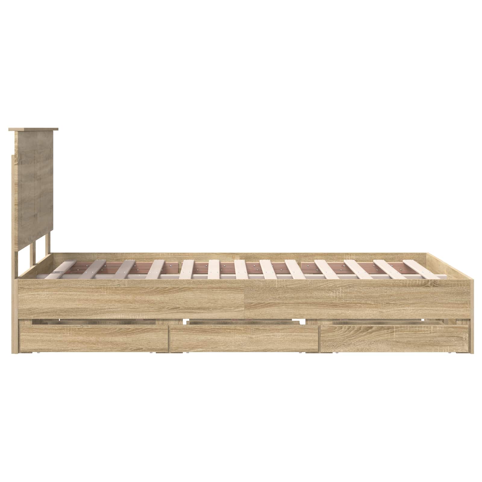 vidaXL Ramka łóżka Dąb Sonoma 120 x 200 cm Drewno inżynieryjne