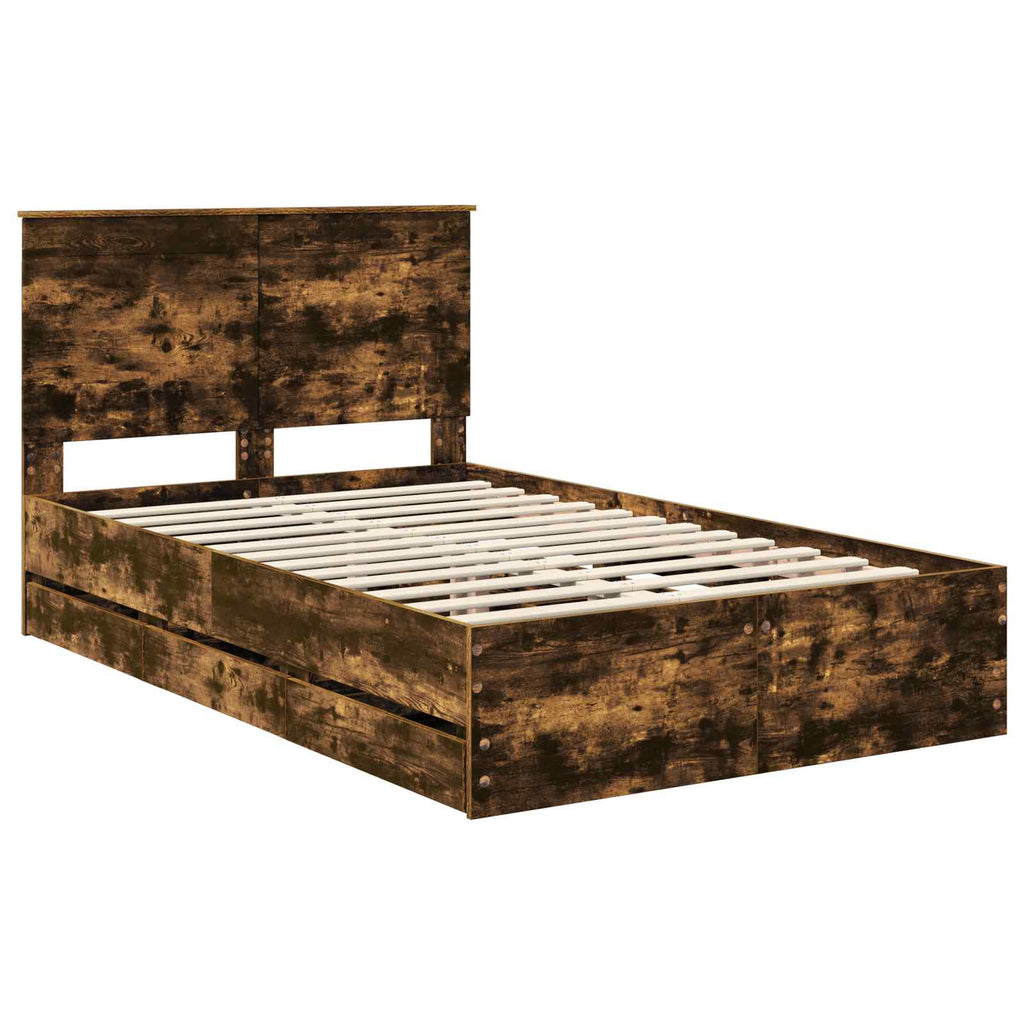 vidaXL Ramka łóżka Dąb wędzony 120 x 200 cm Drewno inżynieryjne