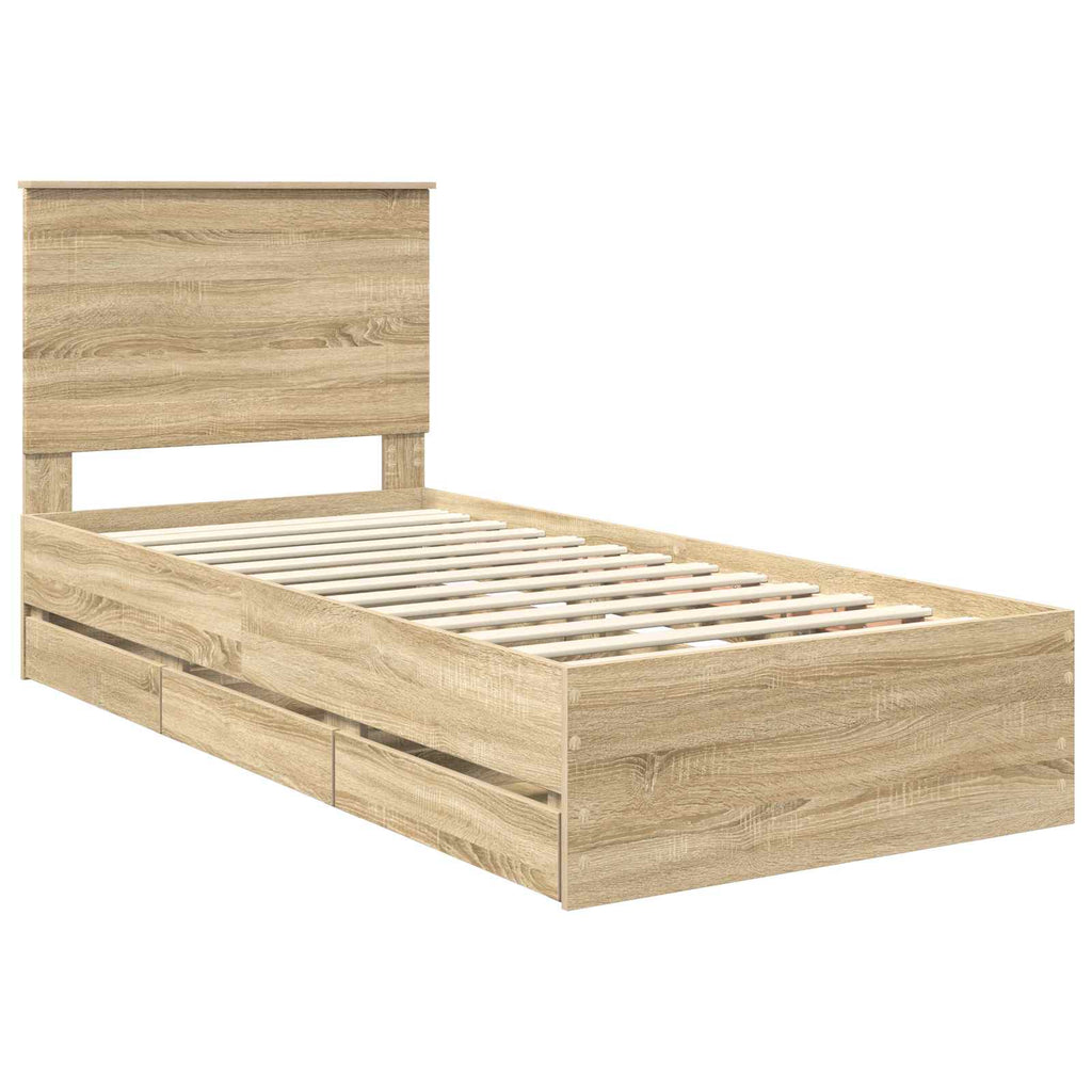 vidaXL Ramka łóżka Dąb Sonoma 100 x 200 cm Drewno inżynieryjne