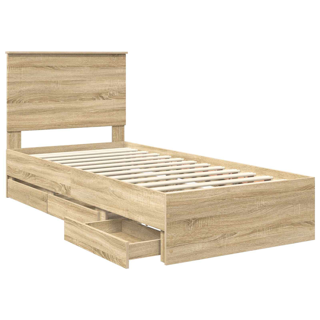 vidaXL Ramka łóżka Dąb Sonoma 100 x 200 cm Drewno inżynieryjne