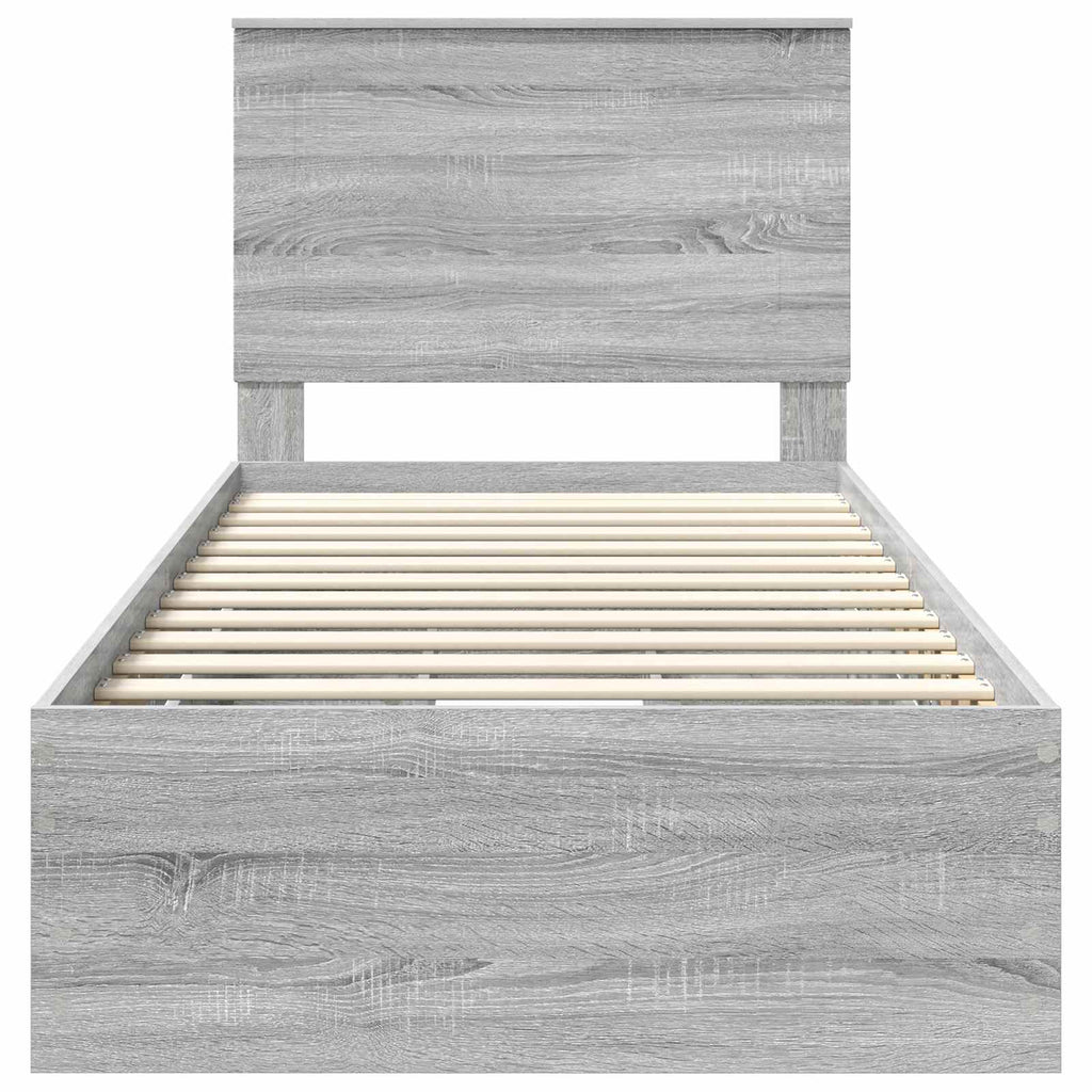 vidaXL Ramka łóżka Szary Sonoma 100 x 200 cm Drewno inżynieryjne