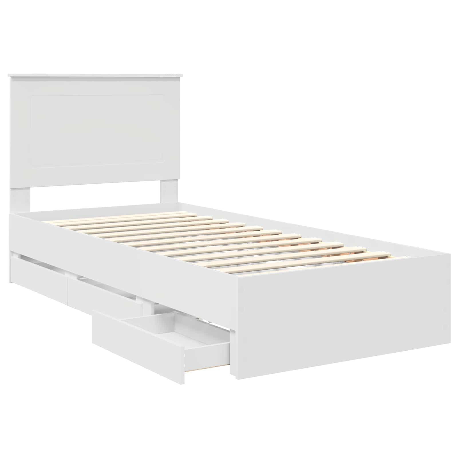 vidaXL Ramka łóżka z szufladą Biały 90 x 190 cm Drewno inżynieryjne