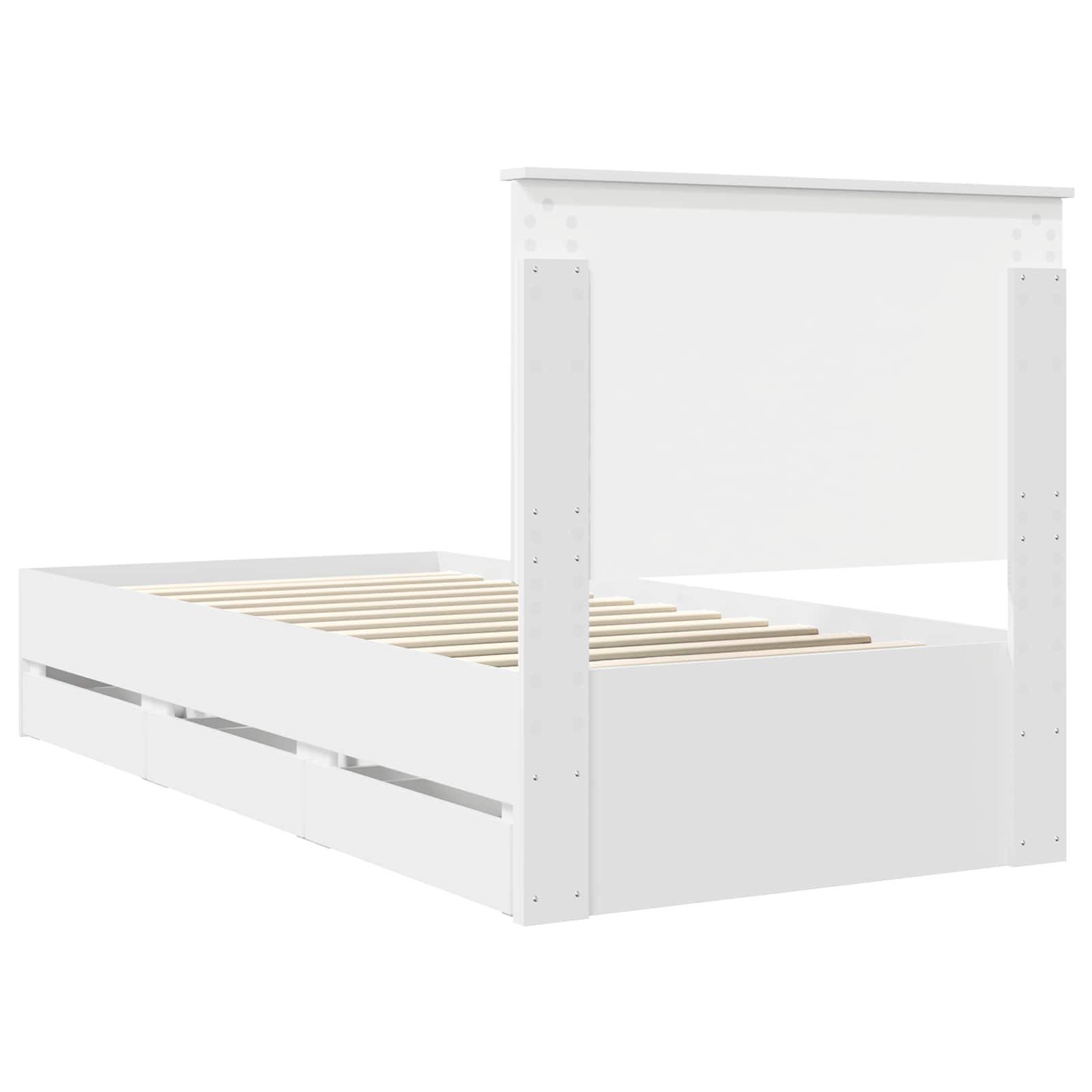 vidaXL Ramka łóżka z szufladą Biały 90 x 190 cm Drewno inżynieryjne