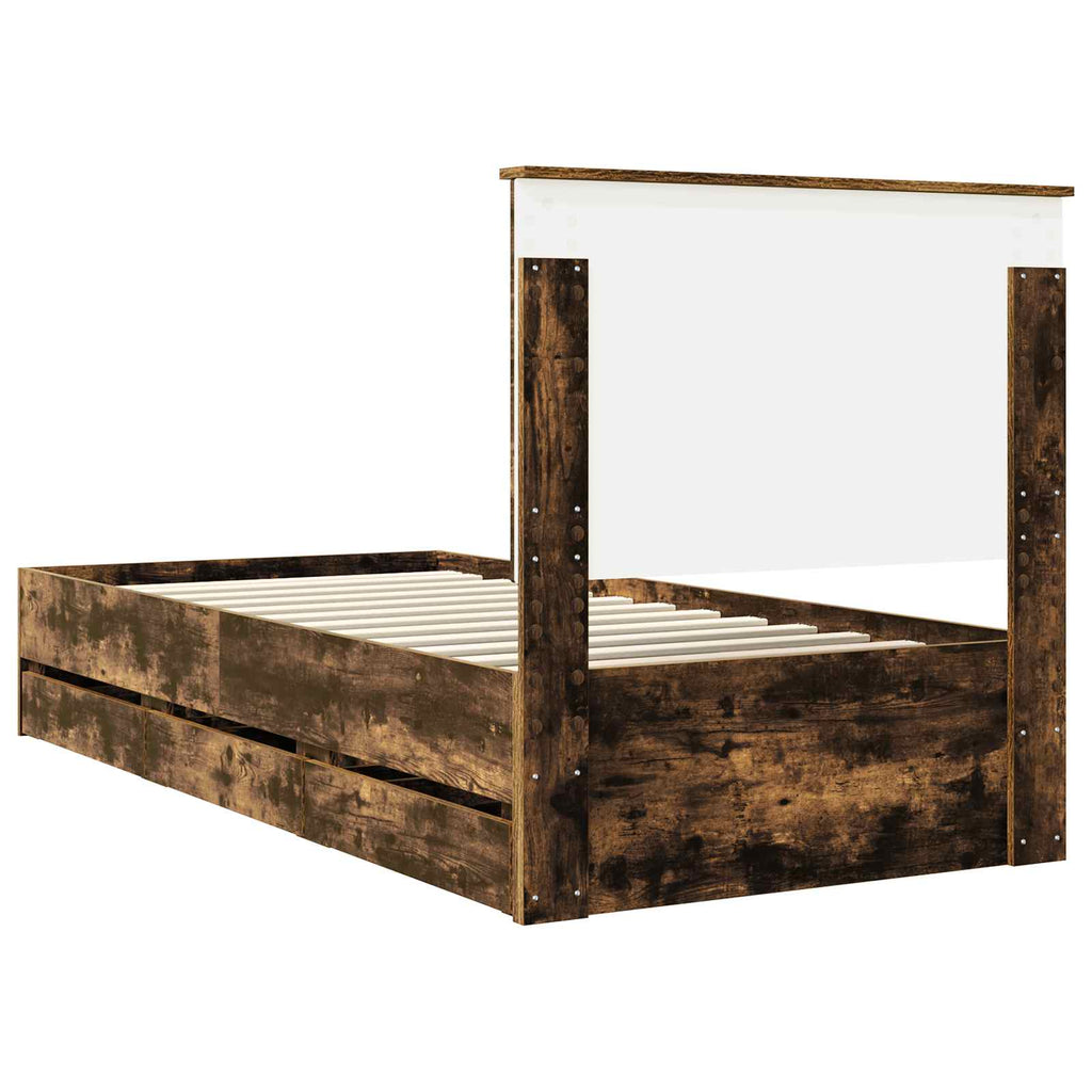vidaXL Ramka łóżka Dąb wędzony 90 x 190 cm Drewno inżynieryjne