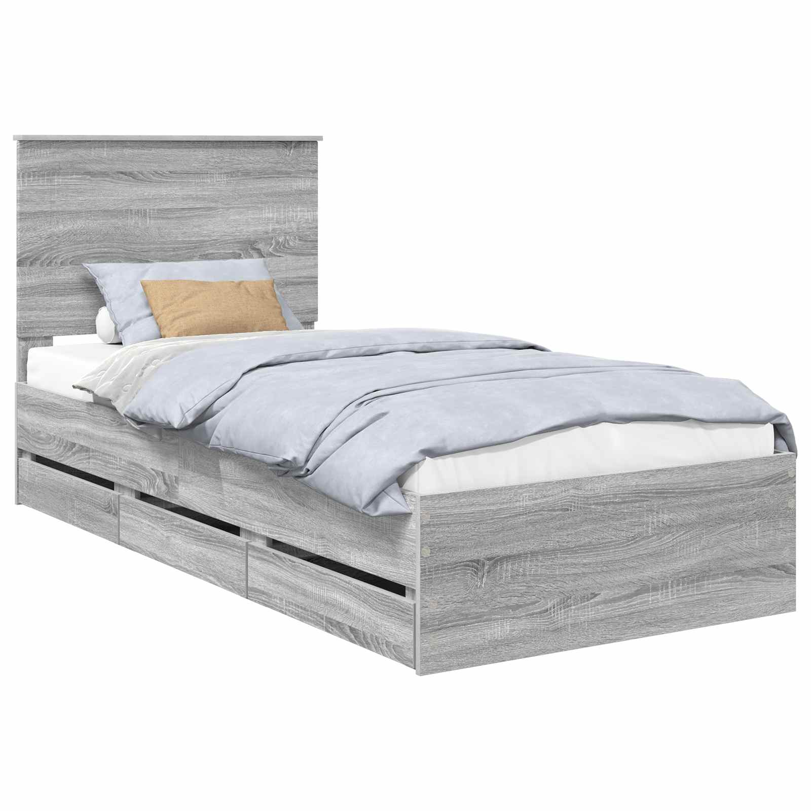 vidaXL Ramka łóżka Szary Sonoma 90 x 190 cm Drewno inżynieryjne