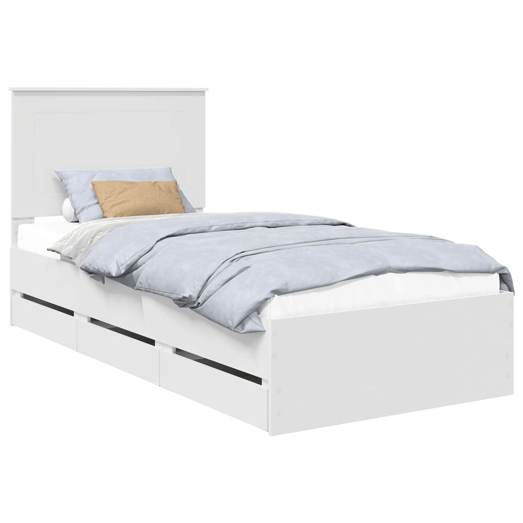 vidaXL Ramka łóżka z szufladą Biały 90 x 200 cm Drewno inżynieryjne