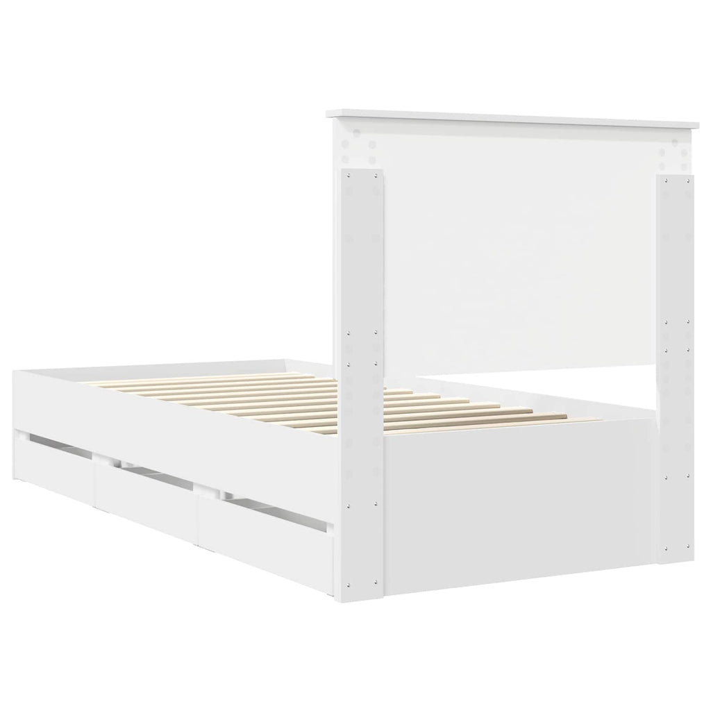 vidaXL Ramka łóżka z szufladą Biały 90 x 200 cm Drewno inżynieryjne