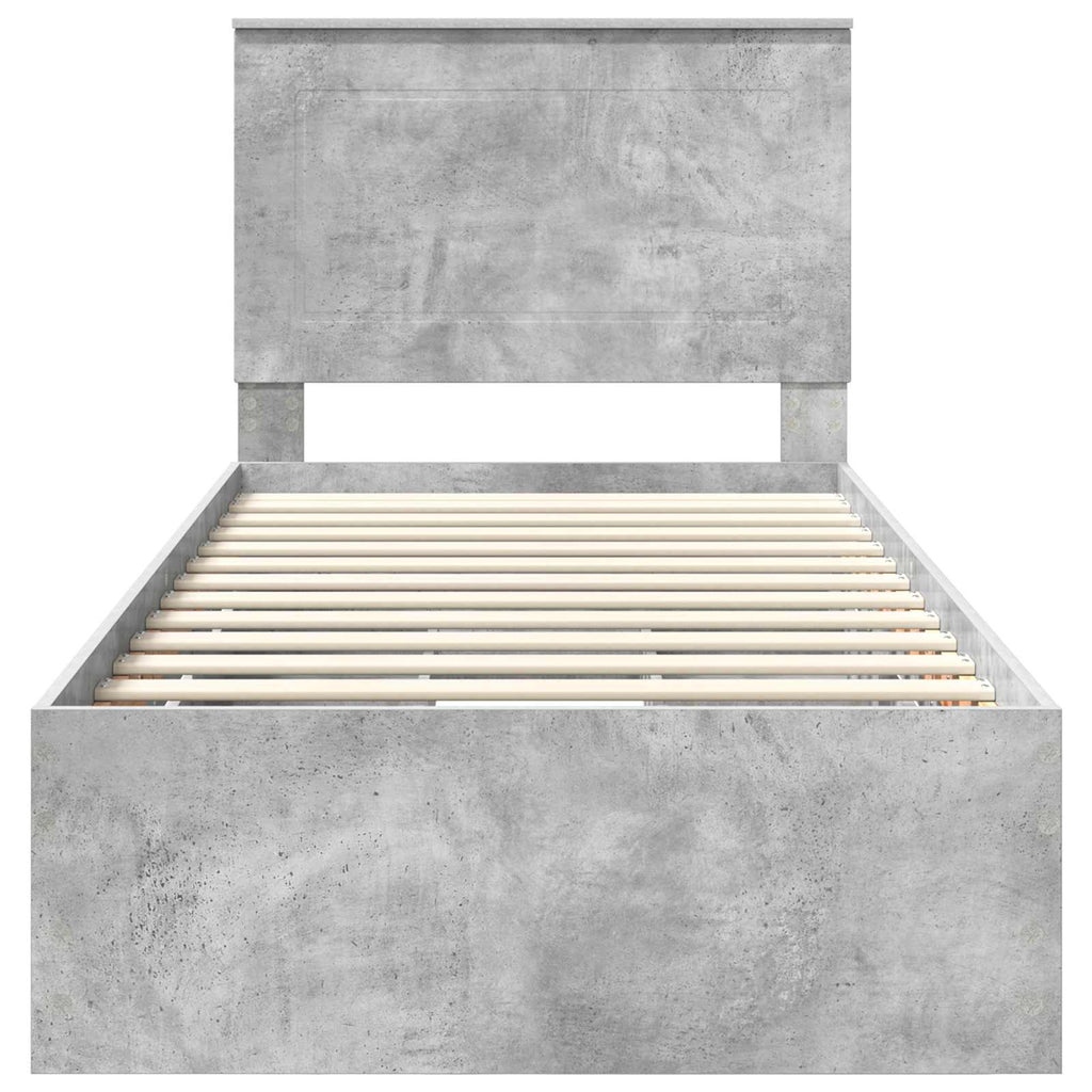 vidaXL Ramka łóżka Betonowy szary 90 x 200 cm Drewno inżynieryjne