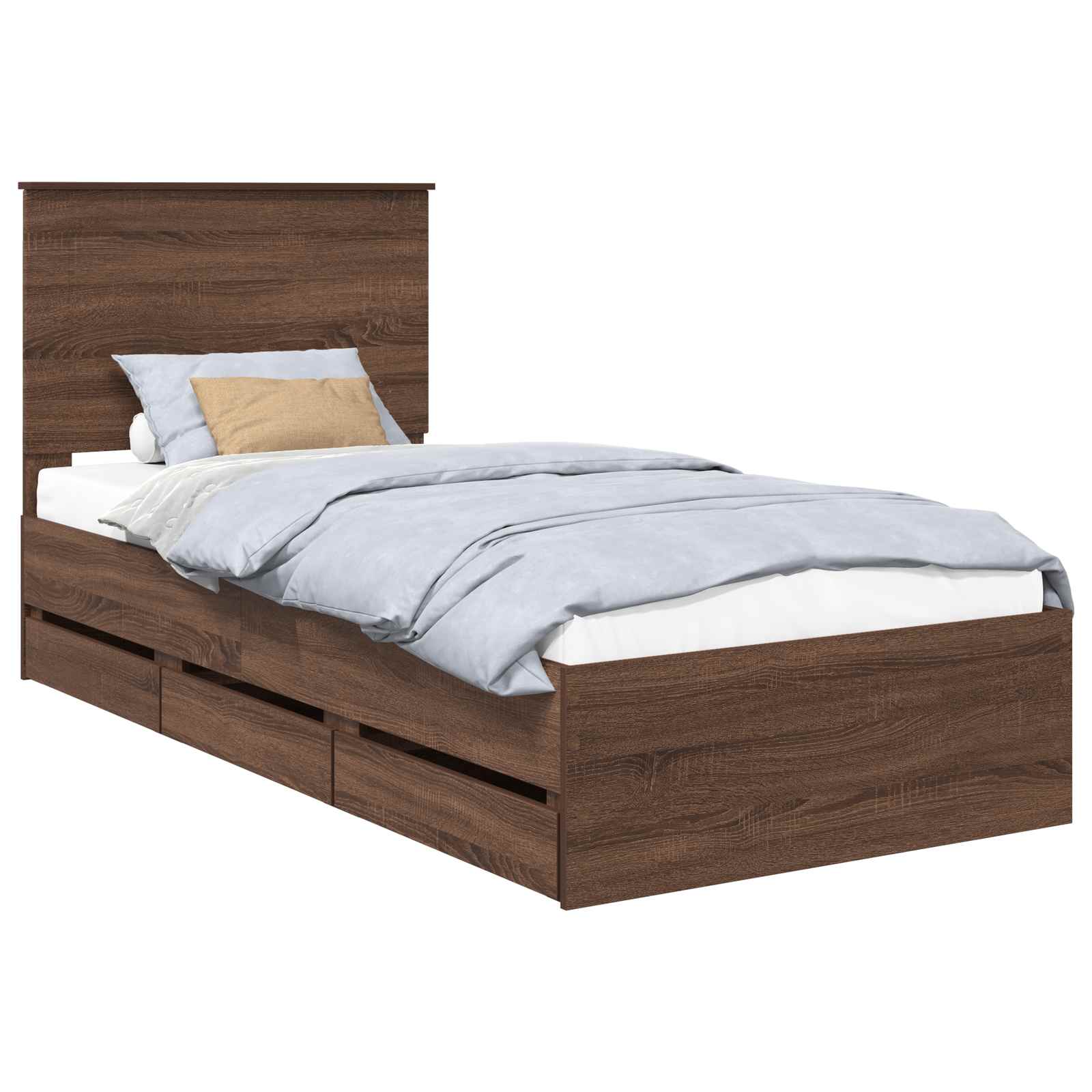 vidaXL Ramka łóżka Brązowy dąb 90 x 200 cm Drewno inżynieryjne