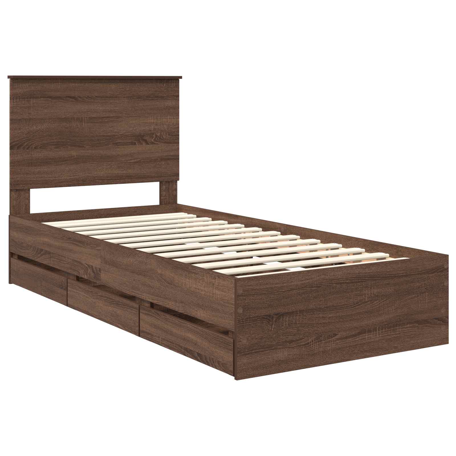 vidaXL Ramka łóżka Brązowy dąb 90 x 200 cm Drewno inżynieryjne
