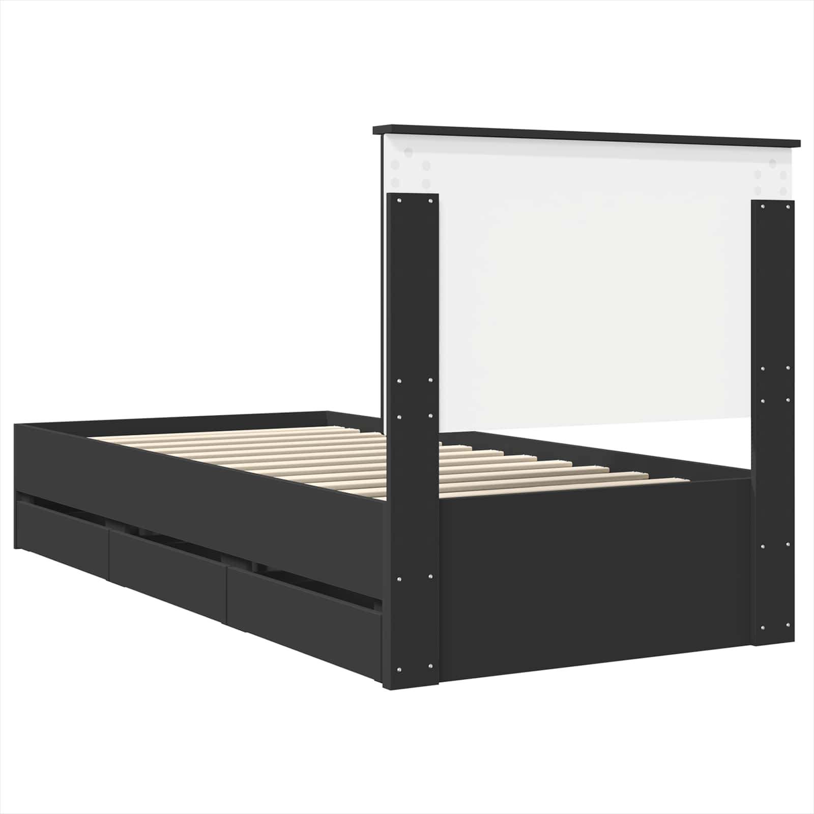 vidaXL Ramka łóżka z szufladą Czarny 75 x 190 cm Drewno inżynieryjne