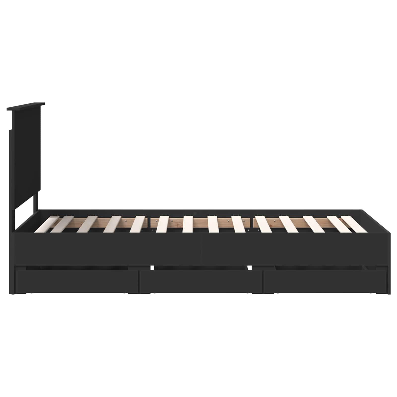vidaXL Ramka łóżka z szufladą Czarny 75 x 190 cm Drewno inżynieryjne