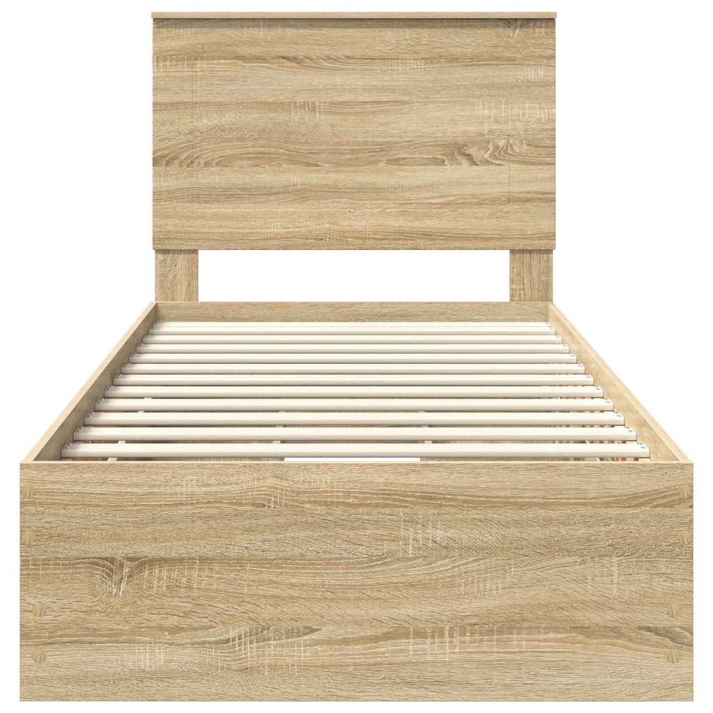 vidaXL Ramka łóżka Dąb Sonoma 75 x 190 cm Drewno inżynieryjne