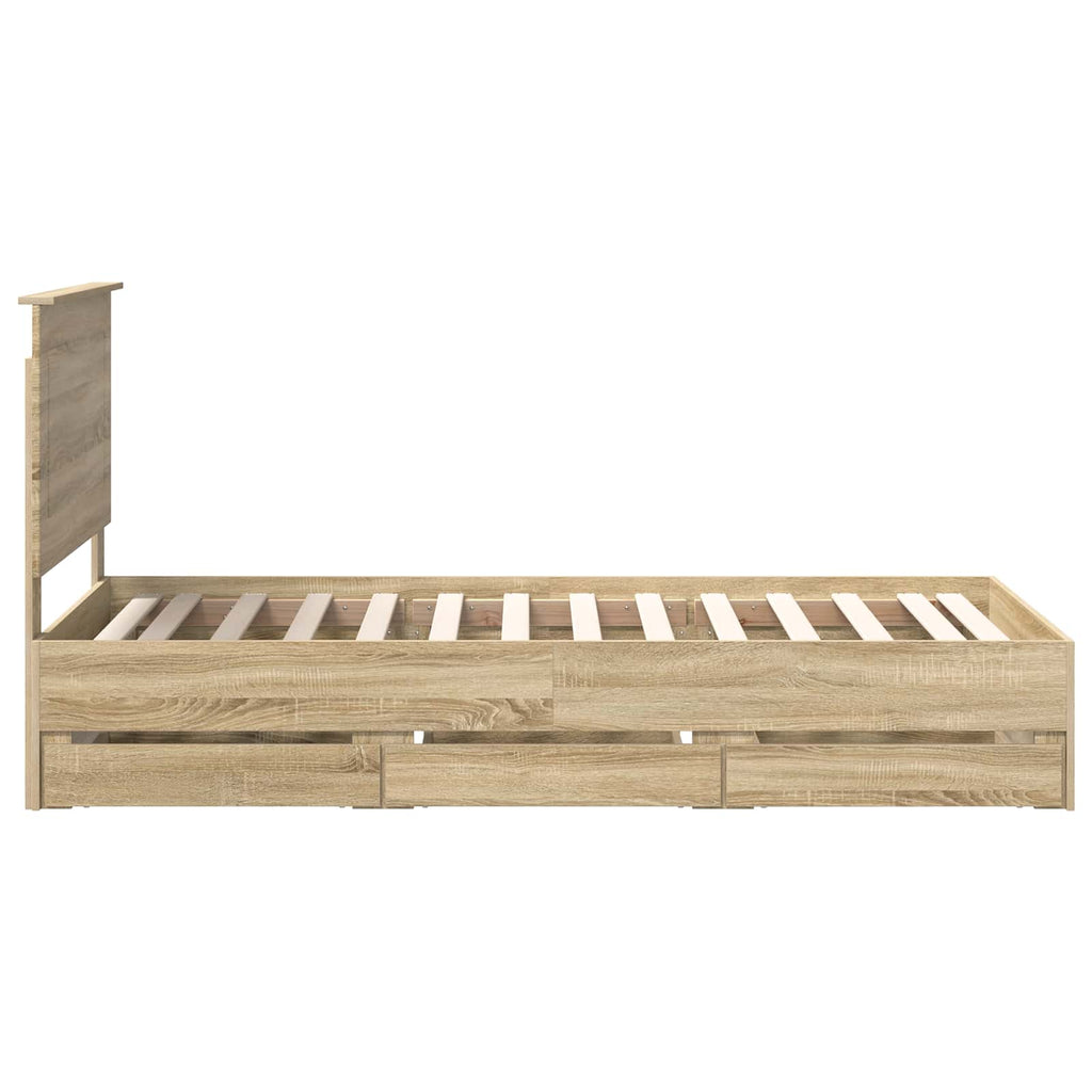 vidaXL Ramka łóżka Dąb Sonoma 75 x 190 cm Drewno inżynieryjne