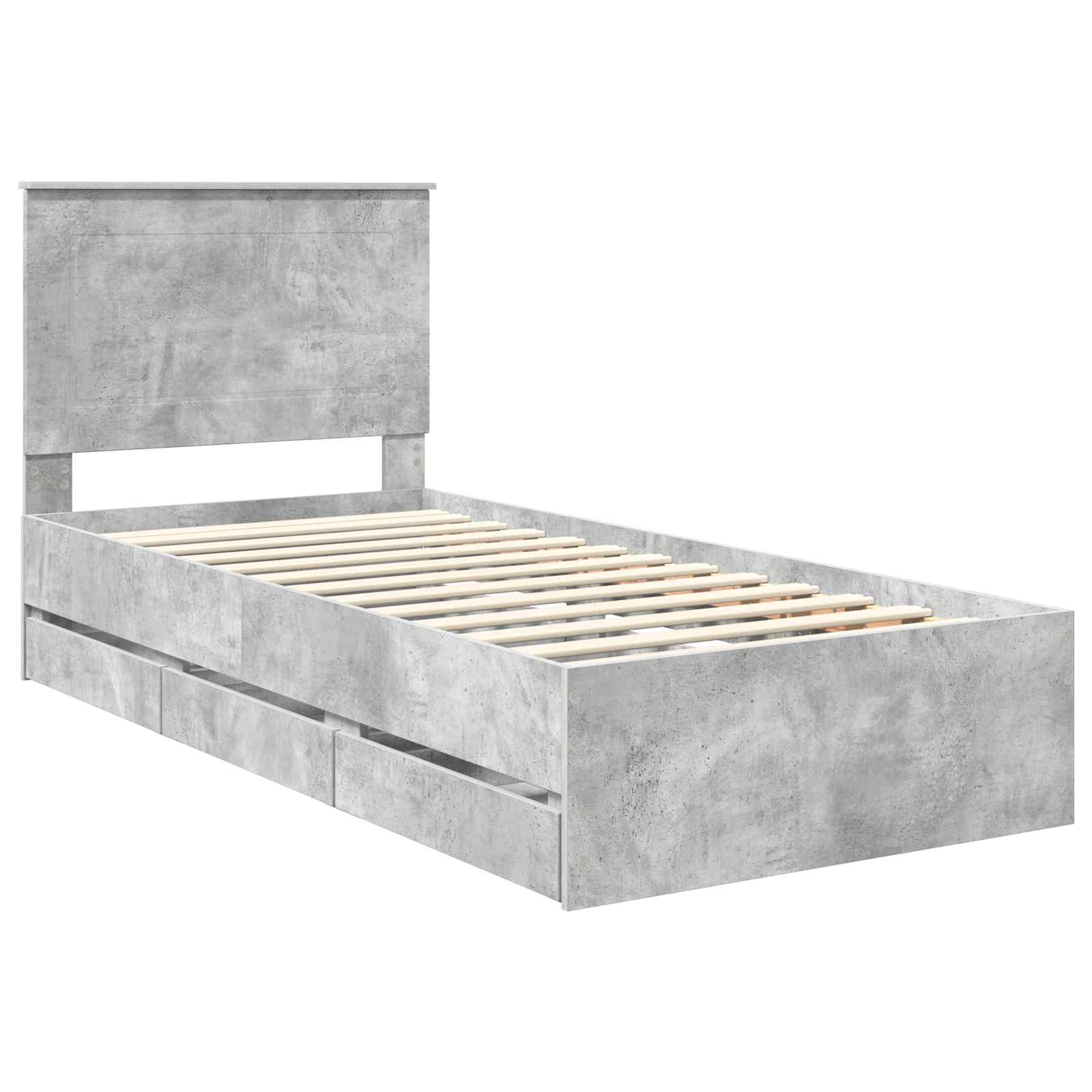 vidaXL Ramka łóżka Betonowy szary 75 x 190 cm Drewno inżynieryjne