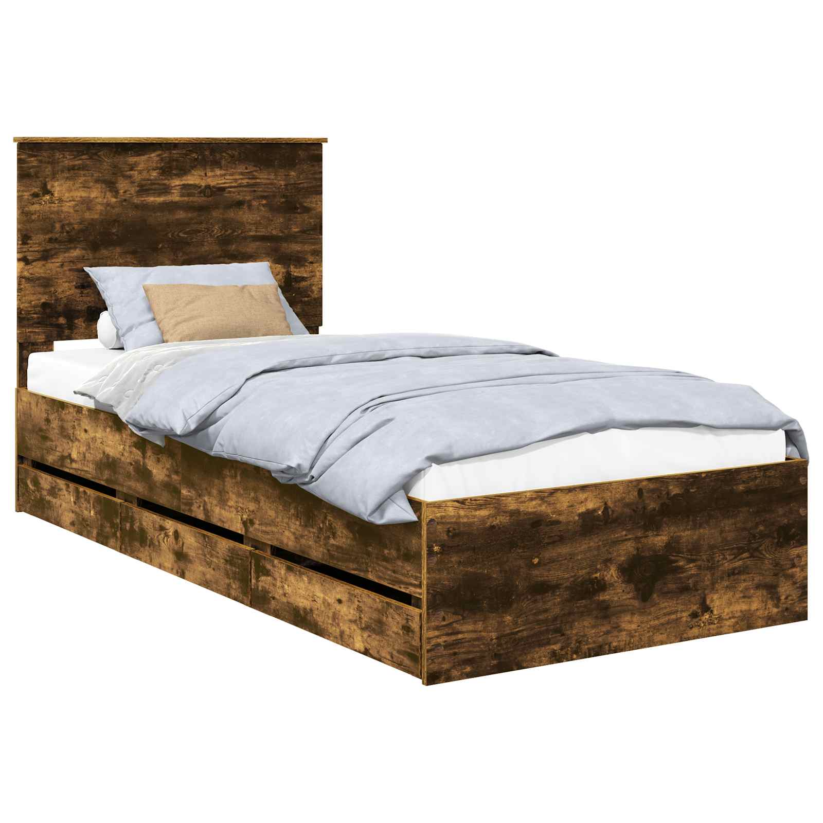 vidaXL Ramka łóżka Dąb wędzony 75 x 190 cm Drewno inżynieryjne