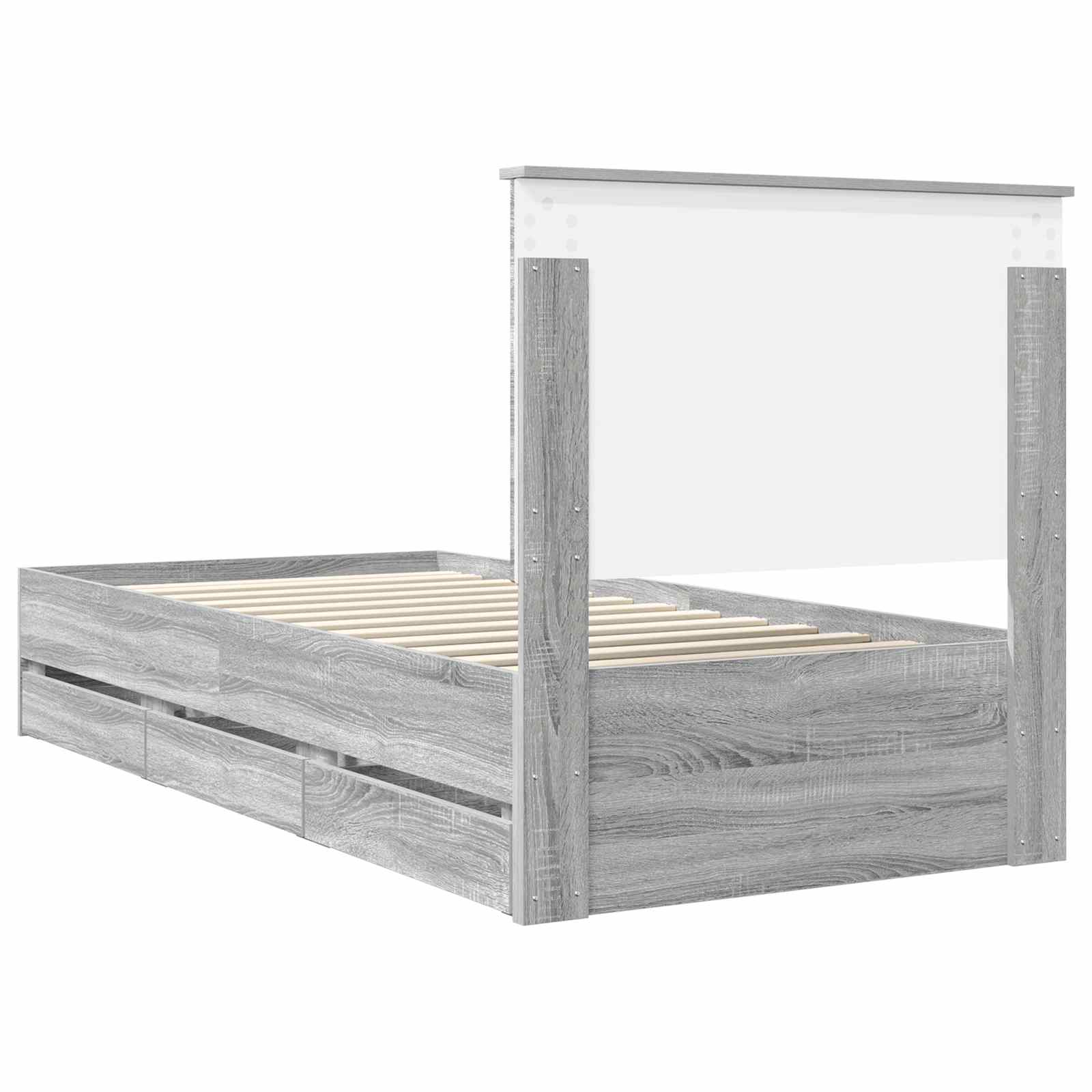 vidaXL Ramka łóżka Szary Sonoma 75 x 190 cm Drewno inżynieryjne