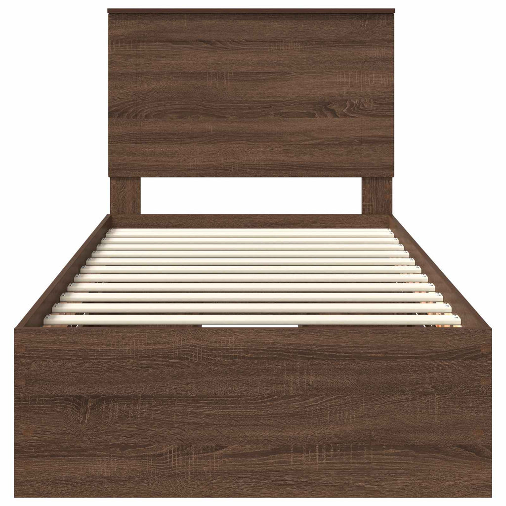 vidaXL Ramka łóżka Brązowy dąb 75 x 190 cm Drewno inżynieryjne