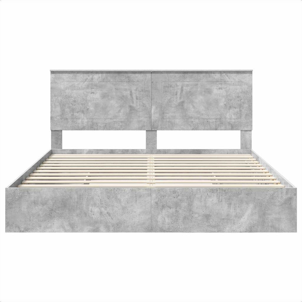 vidaXL Łóżko z miejscem do przechowywania Betonowy szary 200 x 200 cm