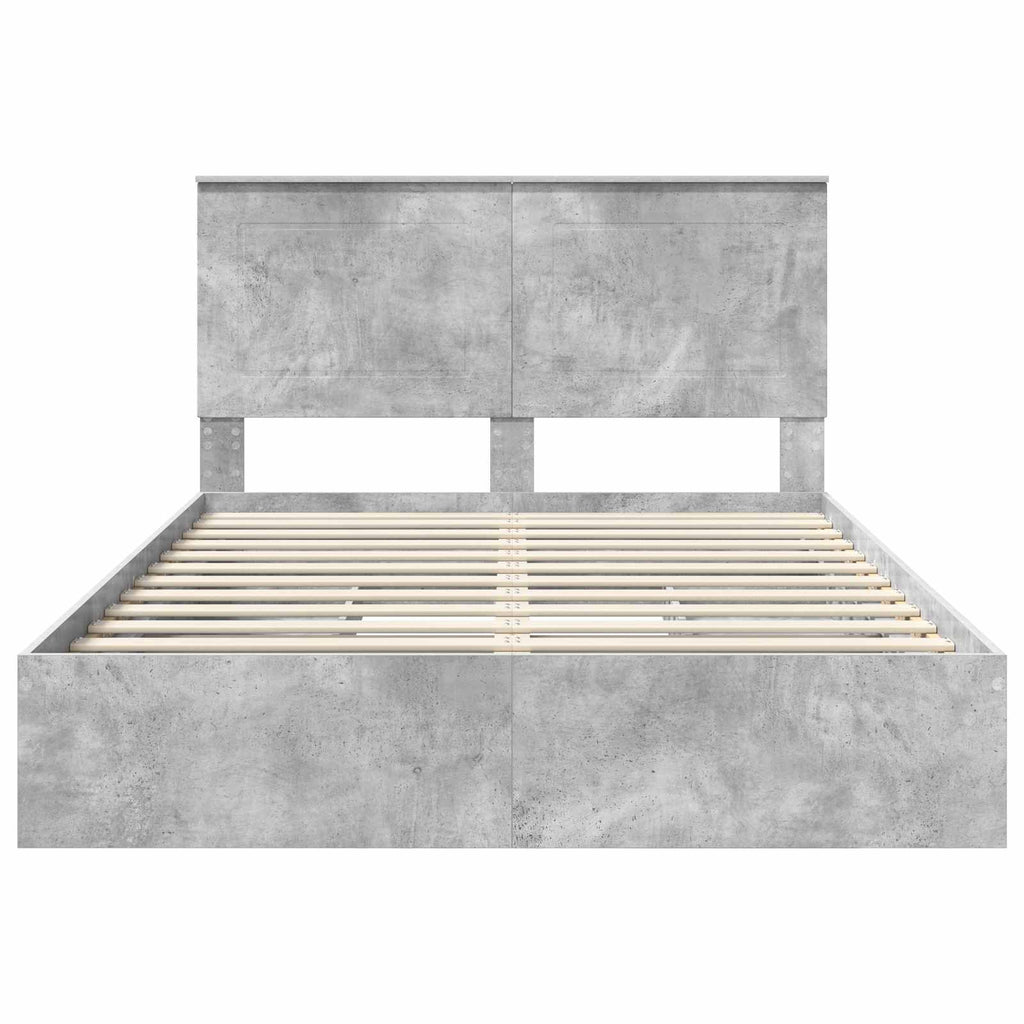 vidaXL Łóżko z miejscem do przechowywania Betonowy szary 150 x 200 cm
