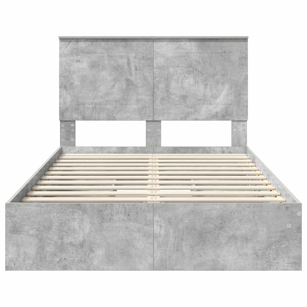 vidaXL Łóżko z miejscem do przechowywania Betonowy szary 135 x 190 cm