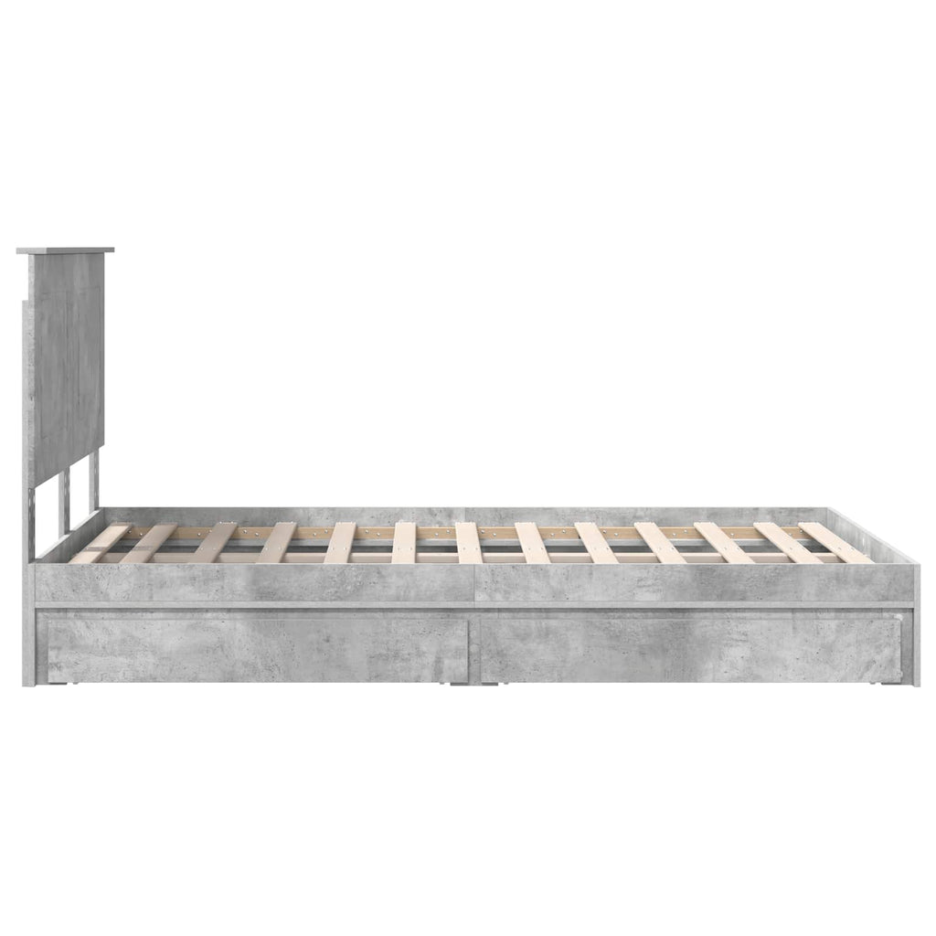 vidaXL Łóżko z miejscem do przechowywania Betonowy szary 135 x 190 cm