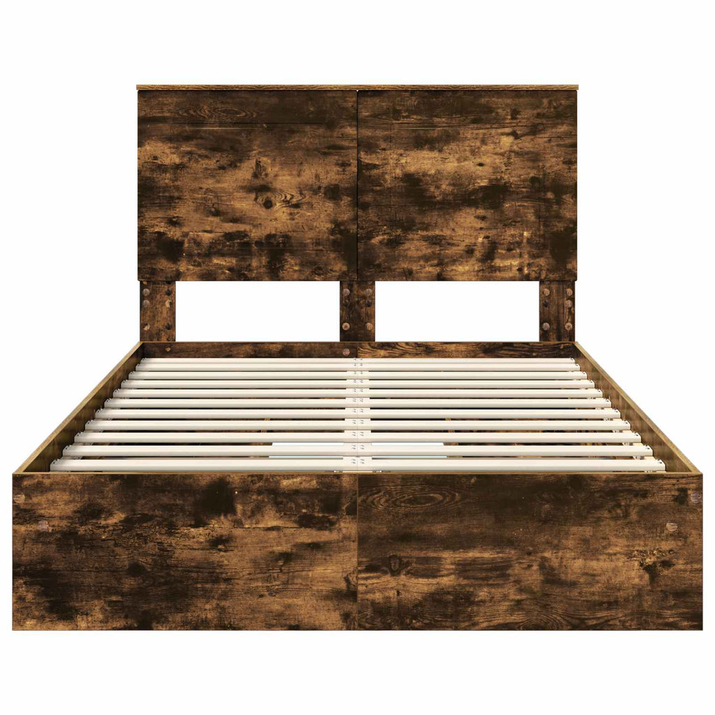 vidaXL Łóżko z miejscem do przechowywania Dąb wędzony 135 x 190 cm