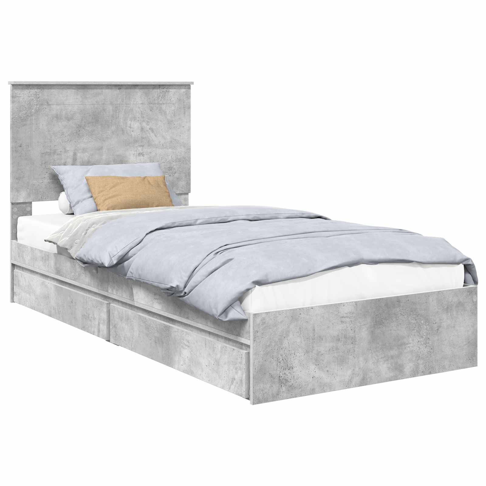 vidaXL Łóżko z miejscem do przechowywania Betonowy szary 90 x 190 cm