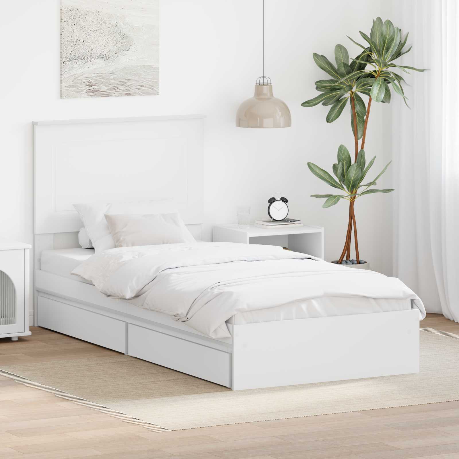 vidaXL Łóżko z miejscem do przechowywania z szufladą Biały 75 x 190 cm