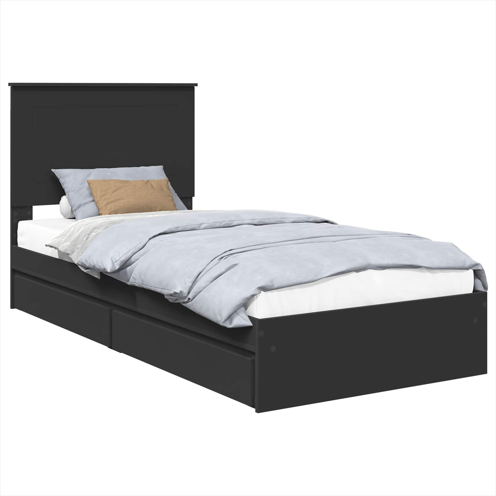 vidaXL Łóżko z miejscem do przechowywania Czarny 75 x 190 cm