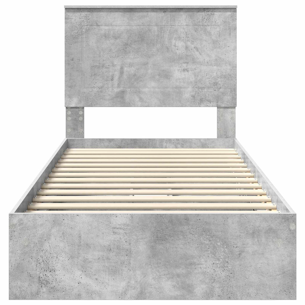 vidaXL Łóżko z miejscem do przechowywania Betonowy szary 75 x 190 cm