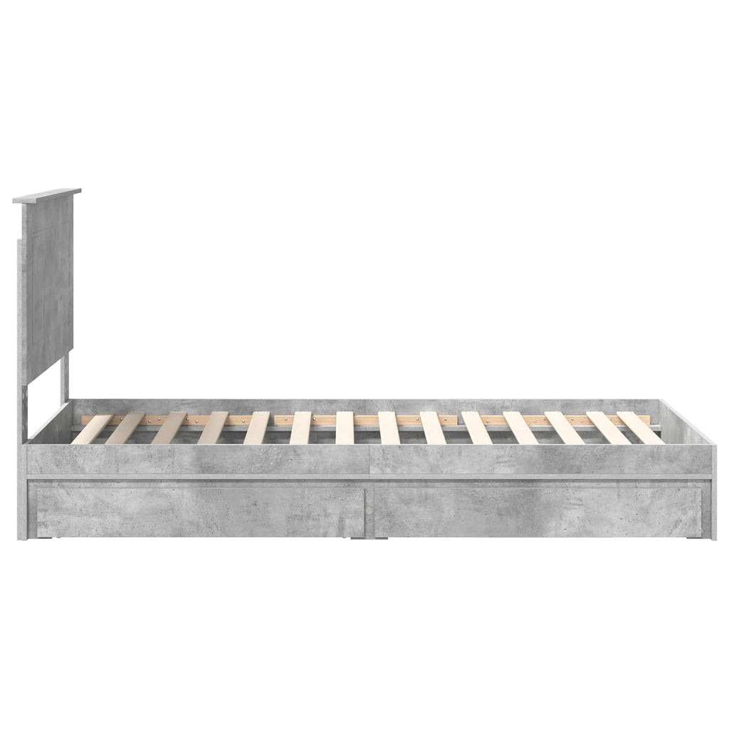 vidaXL Łóżko z miejscem do przechowywania Betonowy szary 75 x 190 cm