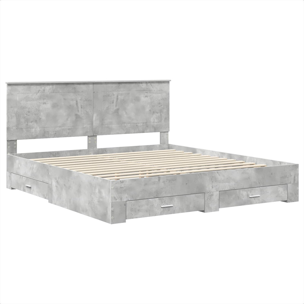 vidaXL Ramka łóżka Betonowy szary 200 x 200 cm Materiał drewnopochodny